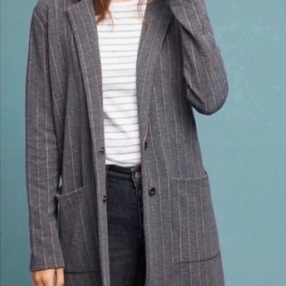 Anthropologie Harlyn Gray Striped Women's Blazer - Picture 1 of 7